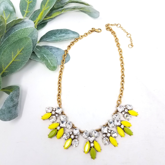 J. Crew Jewelry - J. CREW Green Yellow Rhinestone Statement Necklace